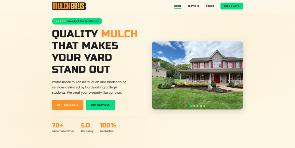 Mulch Bros website screenshot